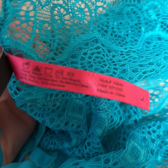 NWT Turquoise Lacy Boy Short Panty with Cut Out Sides in Size Large - Picture 5 of 6